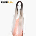 FREEDOM Synthetic Lace Front Wigs For Women Super Long 38Inch Ombre Blonde Highlight Ginger Straight Lace Wigs Cosplay Wigs