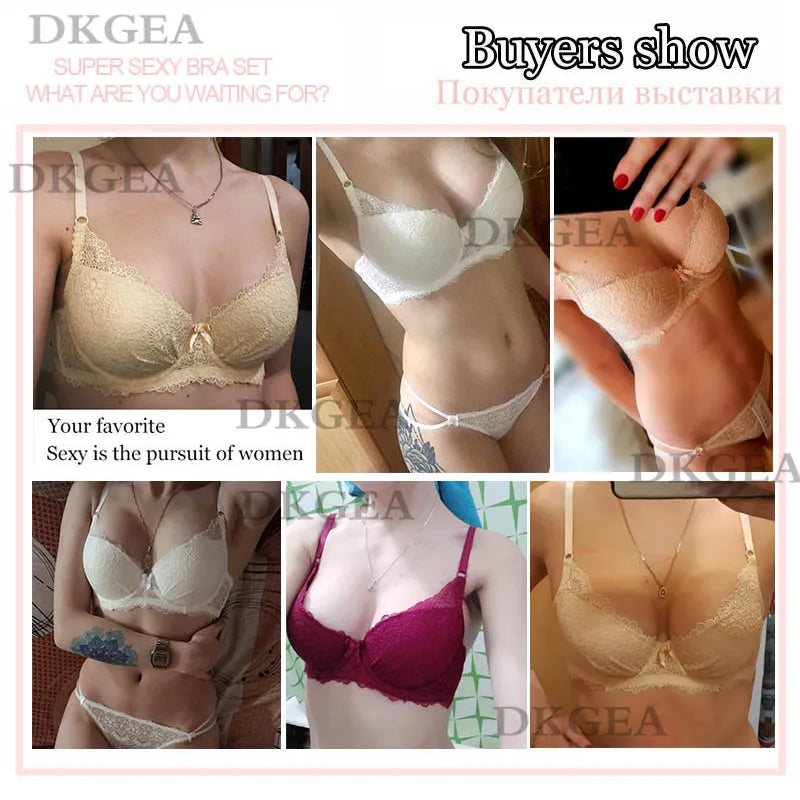 Super Gather Fashion Black Underwear Women Bra Set Push Up Brassiere Cotton Thick Deep V Sexy Bras Lace Lingerie Sets Embroidery