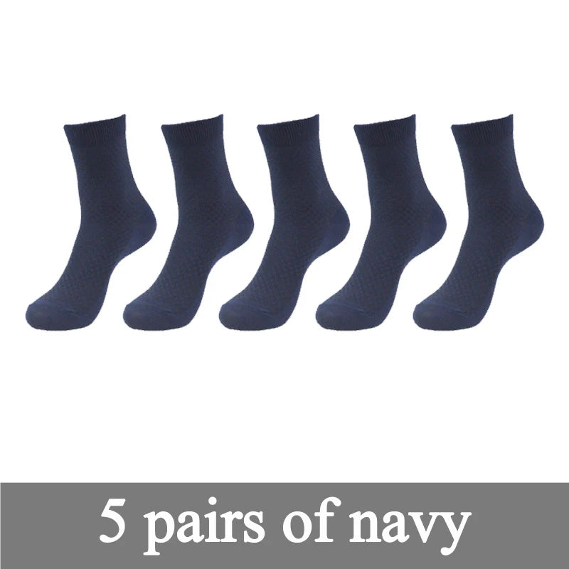 New Bamboo Fiber Men Socks Classic Deodorant Business Brand Crew Socks Men High Quality Casual Compression Socks 5pairs / lot