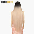 FREEDOM Synthetic Lace Front Wigs For Women Super Long 38Inch Ombre Blonde Highlight Ginger Straight Lace Wigs Cosplay Wigs
