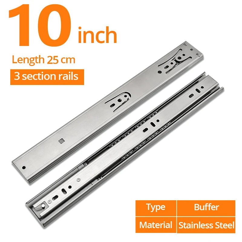 KAK 10" - 22" Stainless Steel Drawer Slides Soft Close | SAMAG