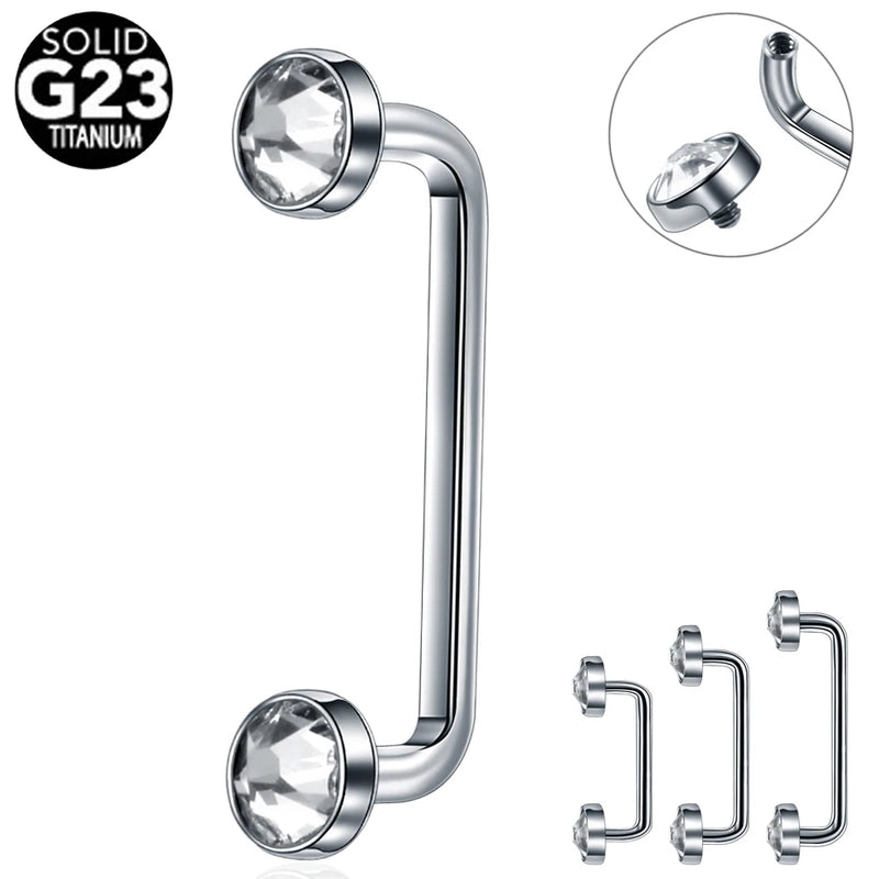 1PC G23 Titanium Internally Thread Crystal Gem Surface Barbell Piercing 14G CZ Micro Dermal Anchor Piercings Body Jewelry