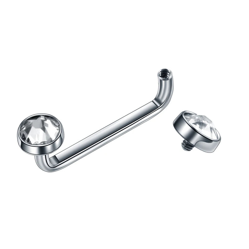 1PC G23 Titanium Internally Thread Crystal Gem Surface Barbell Piercing 14G CZ Micro Dermal Anchor Piercings Body Jewelry