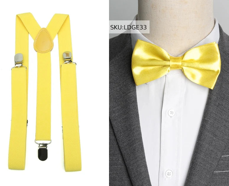 Suspenders Bow Tie Set Men Fashion Suspensorio for Man Boy Women Bowtie Braces Trousers Tirantes Wedding - Visuel 27 | SAMAG