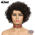 Debut Ombre Short Curly Human Hair Wigs Remy Short Bob Wigs 100% Human Hair Cheap Pixie Cut Human Hair Full Wigs For Black Women