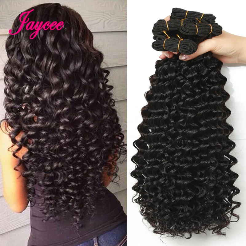 Deep Wave 4 Bundles Deal 15A Brazilian Virgin Human Hair 100% Unprocessed Water Wave Curly Human Hair Extensions Loose Deep Wave