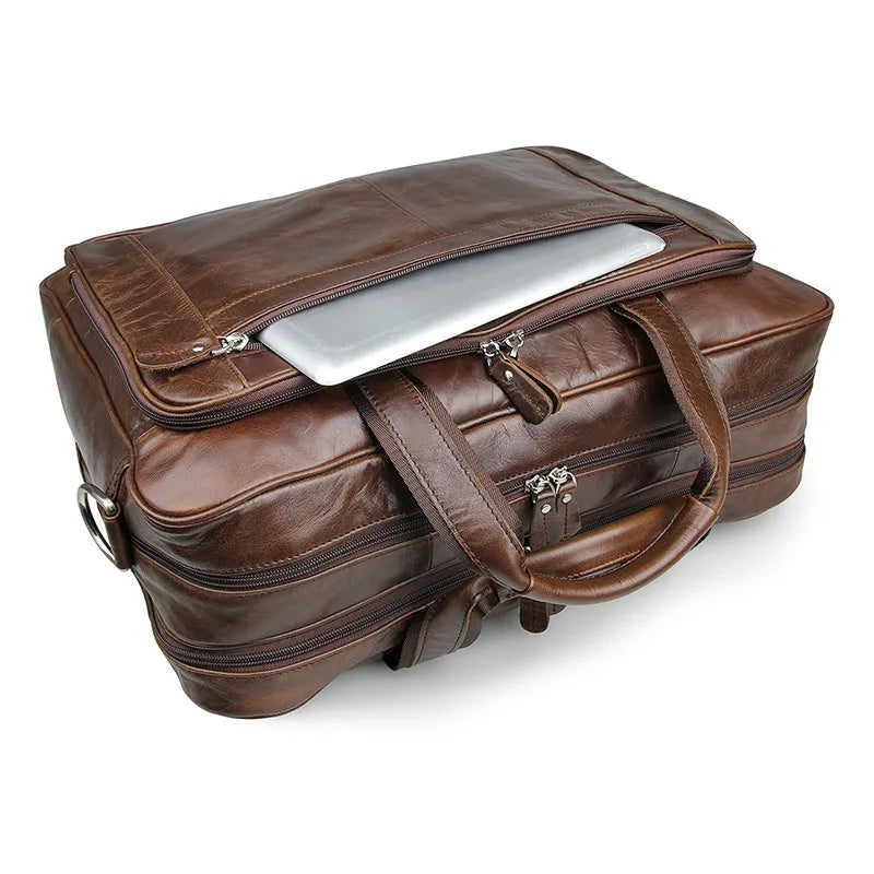 LACHIOUR Genuine Leather Men Bag Vintage Totes Handbags Brand Fashion Male Messenger Bags Briefcase Men's Travel Shoulder Bags