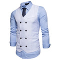 New Brand Dress Vests For Men Casual Slim Fit Mens Suit Vest Double breasted Waistcoat Gilet Homme Formal Business Jacket XXL