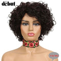Debut Ombre Short Curly Human Hair Wigs Remy Short Bob Wigs 100% Human Hair Cheap Pixie Cut Human Hair Full Wigs For Black Women