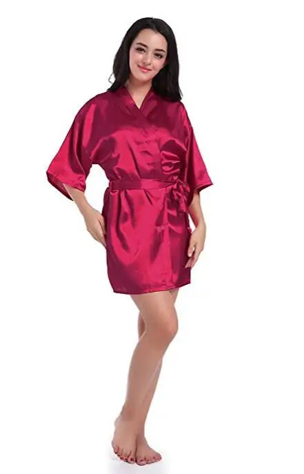 RB030 Sexy Large Size Satin Night Robe Lace Bathrobe | SAMAG
