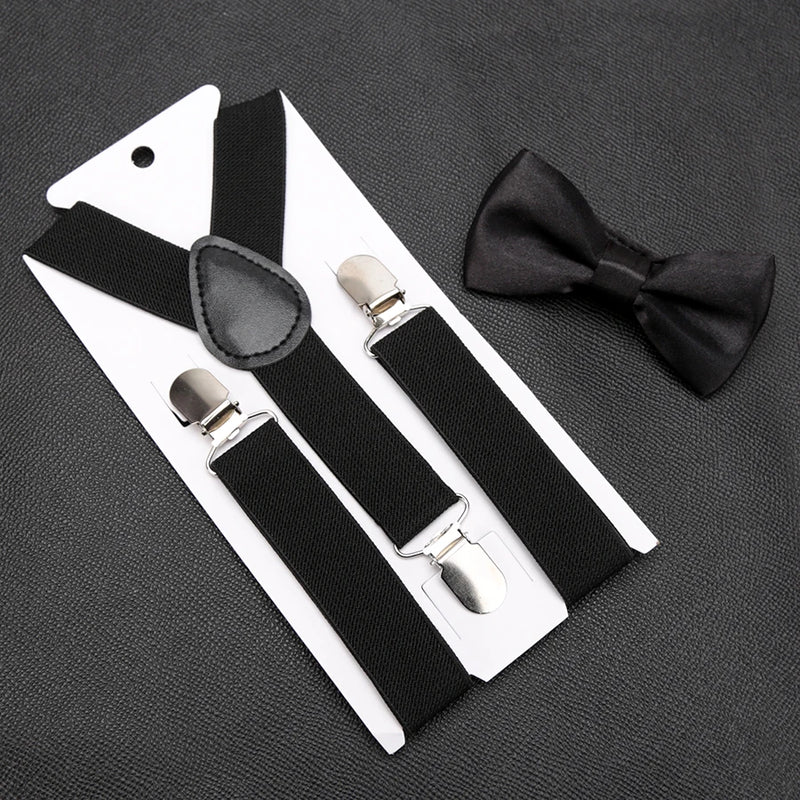 Kids Suspenders with Bowtie Fashion Children Bow Tie Set Boys Braces Girls Adjustable Baby Wedding - Visuel 6 | SAMAG