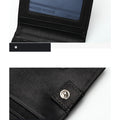 BISON DENIM Fashion Purse Men's Genuine Leather Wallet RFID Blocking Mini Wallet Male Card Holder Small Zipper Coin Purse W9317