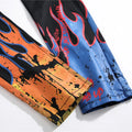 Sokotoo Men's Fashion Letters Flame Black Printed Jeans | SAMAG