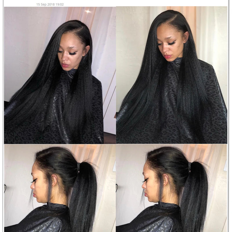 Kinky Straight Bundles Weave Coarse Yaki Straight Weaving Raw Indian Human Hair Bundles With Closure Hair Extensions For Women