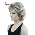 StrongBeauty Short Wig Soft Tousled Curls Blonde Highlights Full Synthetic Wigs COLOUR CHOICES