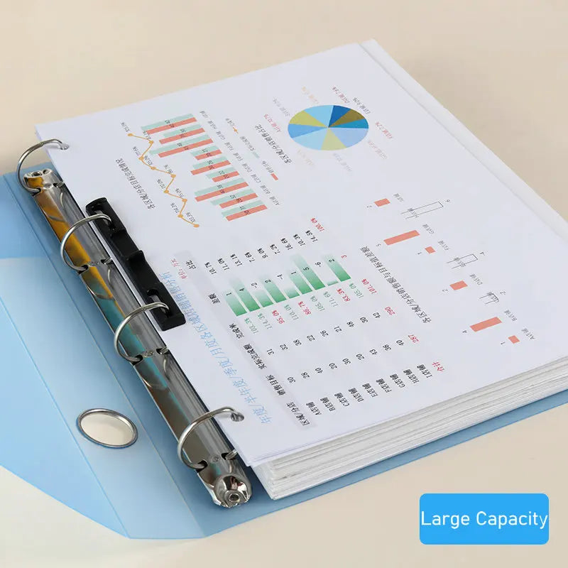 Clear Colors A4 Binder 4-Ring Folder For Documents Organizer Large Capacity A4 File Binder Cover