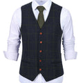 Men's Army Green Vest Plaid Soft Wool Brown Jacket Casual Gentleman Tweed Business Waistcoat For Groosmen Best Man For Wedding