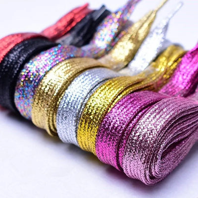 1 cm Width Colorful Lurex Shoelaces Trendy Bright Fall | SAMAG