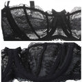 CYHWR Luxury Half Cup Lace Transparent Sexy Lingerie Ultra-thin Solid Shell Style 4 Pieces/Lots Bra Set and Garter and Stocking