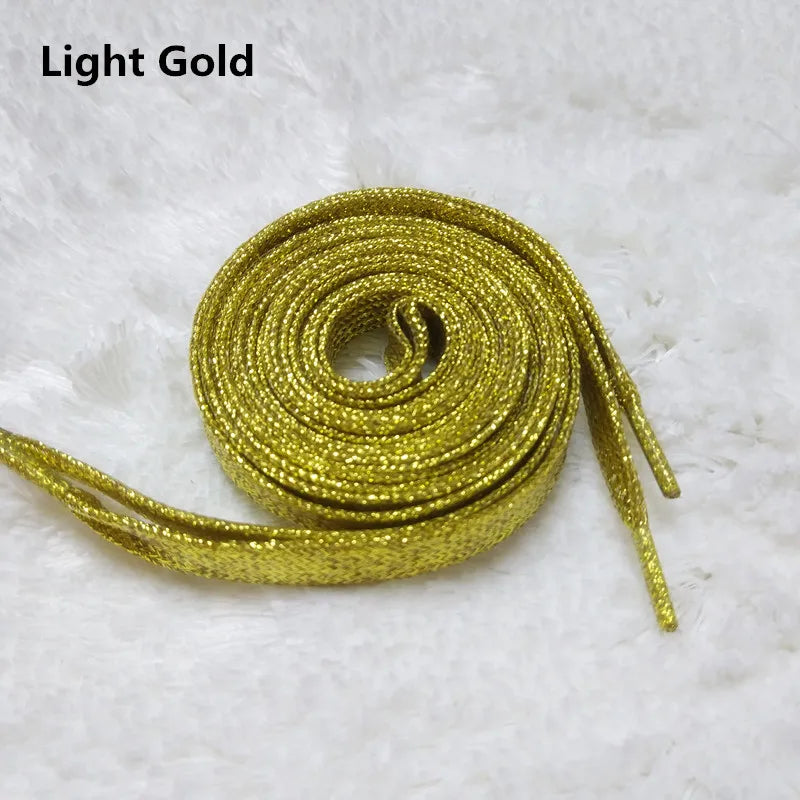1 cm Width Colorful Lurex Shoelaces Trendy Bright Colorful Fall Winter Shoelaces Sneaker White Casual Sports Leather Shoes Laces