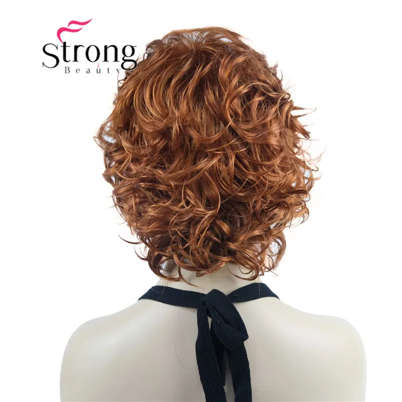 StrongBeauty Short Wig Soft Tousled Curls Blonde Highlights Full Synthetic Wigs COLOUR CHOICES