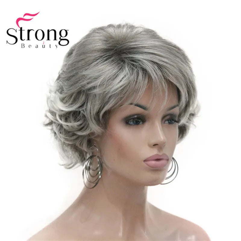 Short Curly Dark Auburn Synthetic Hair Full wig Women's Thick Wigs For Everyday