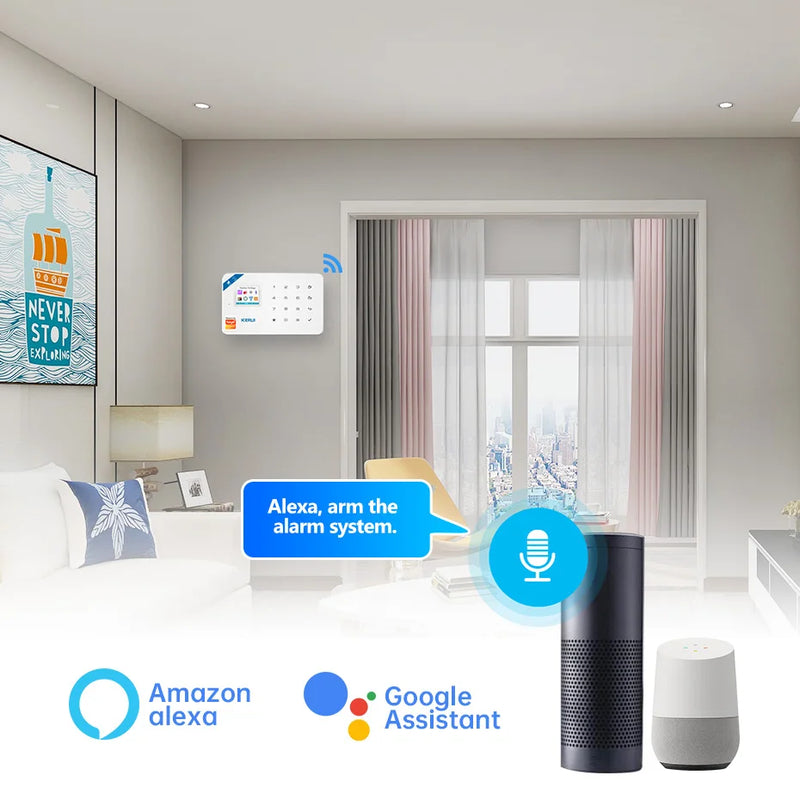 KERUI W184 4G WIFI GSM Alarm Security Alarm System Kit Wireless Home Tuya Smart APP Control Motion Sensor Burglar Support Alexa