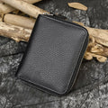 Men Crazy horse Genuine Leather Coin Wallet Real Leather Snap Short Purse Women Coin Pocket Zip Around Small Trifold Pocket