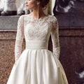 SoDigne Summer Wedding Dress Long Sleeves A Line Satin - View 3 | SAMAG