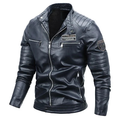 Maxulla Winter Men's PU Jackets Casual Man Warm Motorcycle Leather Jacket Male Slim Fit Windbreaker Biker Leather Coats Clothing