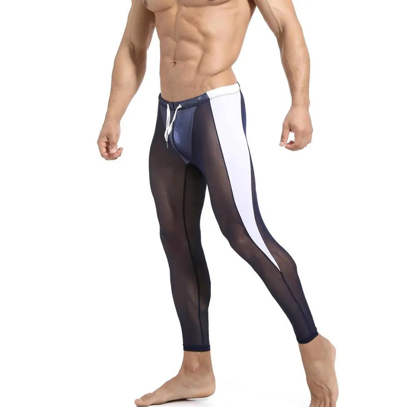 GANYANR Running Tights Men Compression Pants Sportswear Leggings Gym Fitness Basketball Yoga Track Long Dry Fit Funky Sexy Pouch