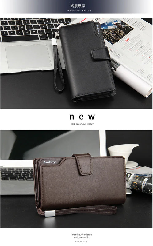 New Card Holder Men Wallets Business Long Design Quality Fashion Casual Men Purse Zipper Multi-function Wallets
