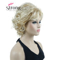 StrongBeauty Short Wig Soft Tousled Curls Blonde Highlights Full Synthetic Wigs COLOUR CHOICES