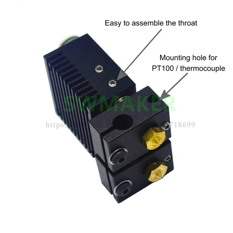 E3D Chimera Plus Dual Extrusion Head 20mm Nozzles Spacing 2 in 2 out Hotend Kit for 3D Printer Parts Accessories
