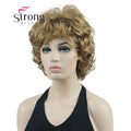 StrongBeauty Short Wig Soft Tousled Curls Blonde Highlights Full Synthetic Wigs COLOUR CHOICES