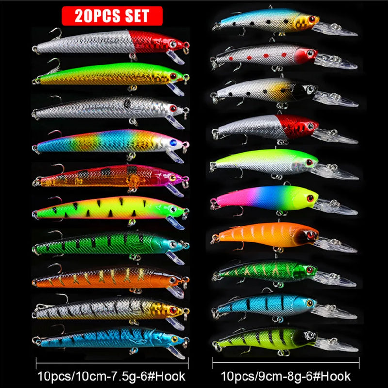 /lot Minnow Fishing Lures Set Bass Fresh Salt Water | SAMAG