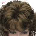 StrongBeauty Short Wig Soft Tousled Curls Blonde Highlights Full Synthetic Wigs COLOUR CHOICES