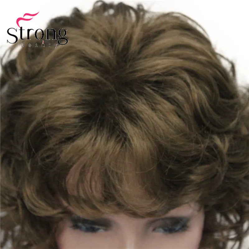 StrongBeauty Short Wig Soft Tousled Curls Blonde Highlights Full Synthetic Wigs COLOUR CHOICES