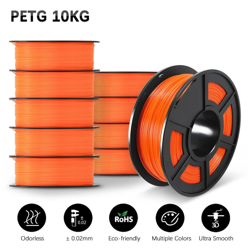 SUNLU PETG 3D Filament 1KG Biodegradable 1.75MM 10Rolls Bright Color Good Toughness Excellent Acid Alkali Weather Resistance