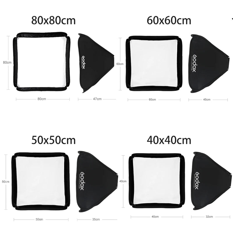 Godox 40x40cm 50x50cm 60x60cm 80x80cm Foldable SoftBox Speedlite Flash Softbox for S-type Bracket fit Bowens Elinchrom Mount