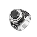 BEIER Stainless steel Cool Unique Black Stone Ring Titanium Steel Retro Old Totem Jewelry For Man Factory Price Sale BR8-334