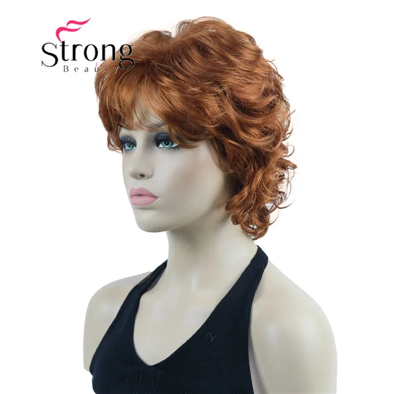StrongBeauty Short Wig Soft Tousled Curls Blonde Highlights Full Synthetic Wigs COLOUR CHOICES