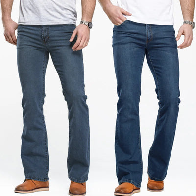 Men's Boot Cut Jeans Slightly Flared Slim Fit Blue Black | SAMAG