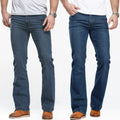 Men's Boot Cut Jeans Slightly Flared Slim Fit Blue Black | SAMAG