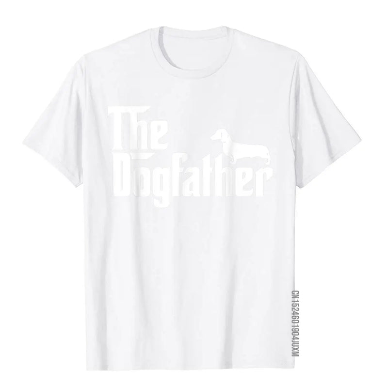 Mens The Dogfather Dachshund T-Shirt Funny Father Dog Lover Gift T-Shirt & Tees Unique Cotton Men's T Shirt Chinese Style