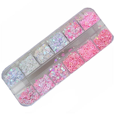 Sequins Holographic Holo Love Star Pink White Nail Body | SAMAG