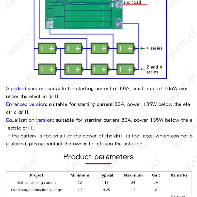 3S/4S 20 40A 60A Li-ion Lithium Battery Charger Protection Board 18650 BMS Drill Motor 11.1V 12.6V/14.8V 16.8V Enhance/Balance