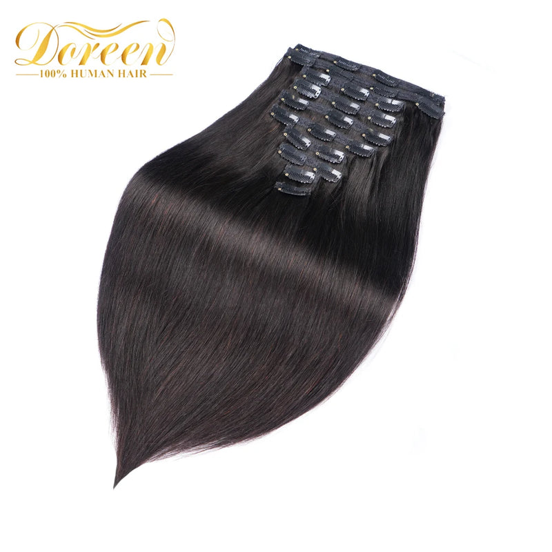 Doreen 160G 200G 240G Volume Series Brazilian Machine Remy Straight Clip In Human Hair Extensions  Full Head 10Pcs 16 to 24 Inch
