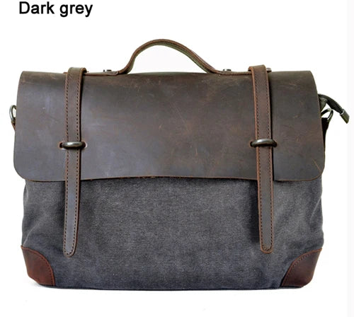Vintage Military Canvas Leather Men Messenger Bag Men Shoulder Bag Men Bag tote Handbag Leather Briefcase Crossbody Bag Sling