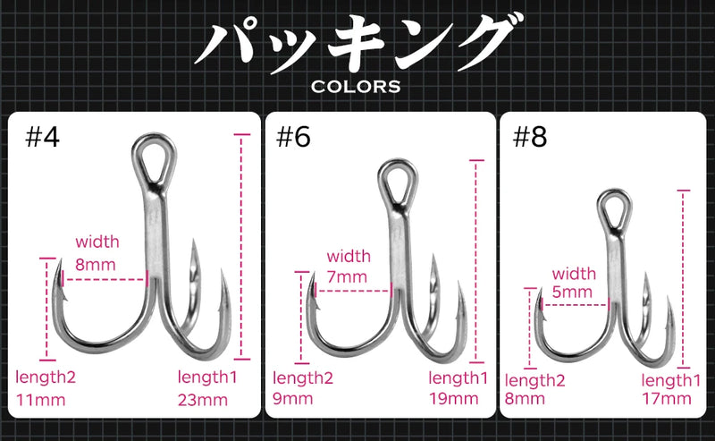 Hunthouse Treble Fishing Hook With Spoon 4# 6# 8# For Hard Lure 3X Strong 4pcs/lot Hight Carbon Steel Accessories